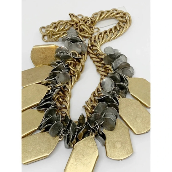 J. Crew Art Deco Gold Opal Drop Disc Necklace NWT - Picture 3 of 5